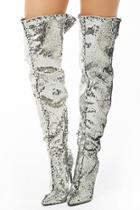 Forever21 Yoki Metallic Sequin Thigh-high Boots