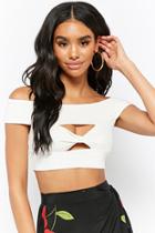 Forever21 Ribbed Off-the-shoulder Twist-front Cutout Crop Top