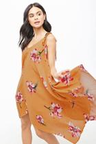 Forever21 Floral Print Handkerchief-hem Dress