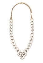 Forever21 Faux Gemstone Statement Necklace (antic Gold/white)