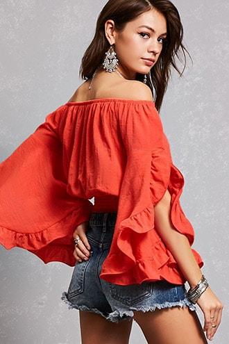 Forever21 Off-the-shoulder Flounced Top
