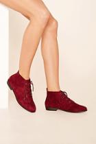 Forever21 Women's  Wine Faux Suede Ankle Booties