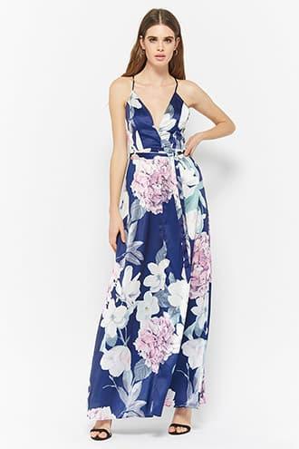 Forever21 Floral Satin Maxi Dress