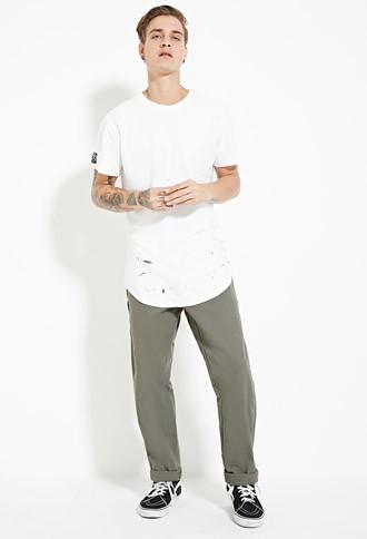 21 Men Men's  Olive Dickies Slim-fit Canvas Pants