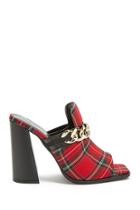 Forever21 Plaid Curb-chain Slide Heels