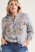 Forever21 Plus Size Striped Floral Shirt