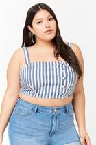 Forever21 Plus Size Striped Button-front Crop Top