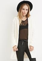Forever21 Women's  Cream Hooded Faux Shearling Coat