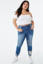 Forever21 Plus Size Destroyed Ankle Jeans