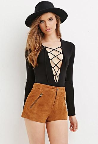 Forever21 Women's  Genuine Suede Shorts