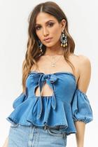 Forever21 Flounce Off-the-shoulder Chambray Top