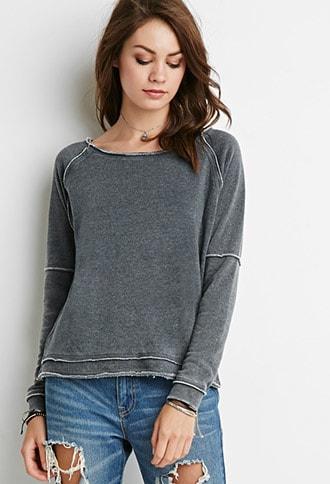 Forever21 Seamed Fleece Knit Sweater