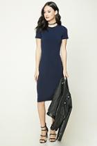 Forever21 Women's  Navy Stretch-knit Midi Dress