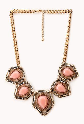 Forever21 Statement-making Ornate Bib Necklace Light Pink/antic.g One Size