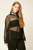 Forever21 Plus Size Hooded Open-mesh Top