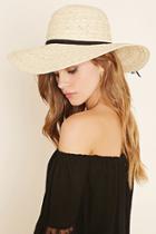 Forever21 Women's  Natural & Black Wide-brim Straw Hat