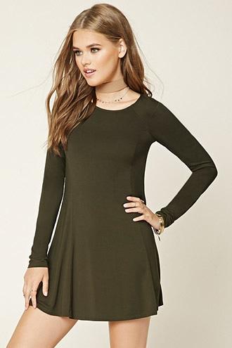 Forever21 Women's  Olive Knit Swing Dress