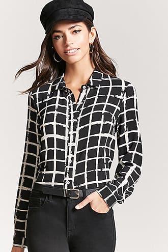 Forever21 Crepe Grid Shirt