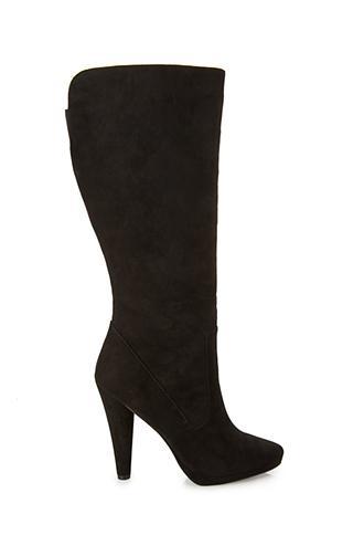 Forever21 Faux Suede Knee-high Boots Black 5.5