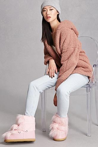 Forever21 Faux Fur Lace-up Boots