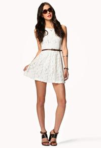 Forever21 Floral Lace Dress W/ Belt