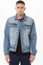 Forever21 Tropical-back Panel Denim Jacket