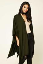 Forever21 Women's  Olive Longline Bat Wing Cardigan