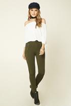 Forever21 Women's  Dark Olive Skinny-fit Zip Pants