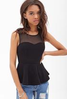 Forever21 Women's  Illusion Neckline Peplum Top