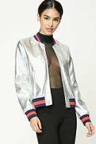 Forever21 Metallic Faux Leather Bomber