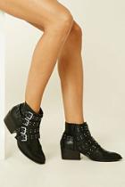 Forever21 Women's  Studded Buckled Ankle Booties