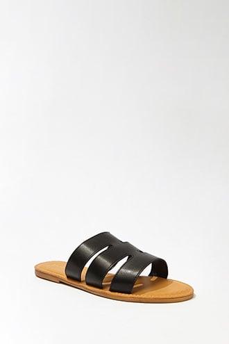 Forever21 Faux Leather Cutout Slide Sandals