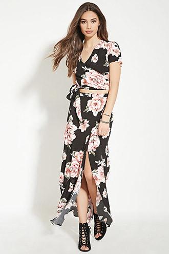 Forever21 Women's  Floral Print Maxi Skirt