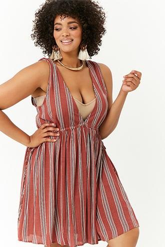 Forever21 Plus Size Anm Striped Mini Dress