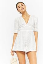 Forever21 Puff Sleeve Eyelet Romper
