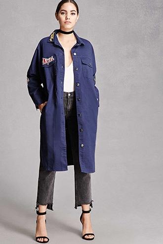 Forever21 Korirl Patch Denim Coat
