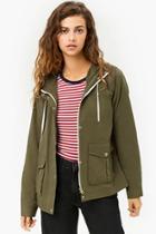 Forever21 Woven Hooded Zip-front Jacket