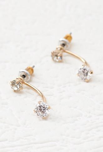 Forever21 Rhinestone Ear Jackets (gold/clear)