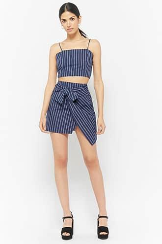 Forever21 Striped Tie-front Skirt