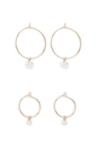 Forever21 Rhinestone Charm Hoop Earring Set