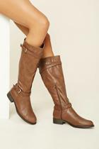 Forever21 Women's  Brown Faux Leather Tall Boots