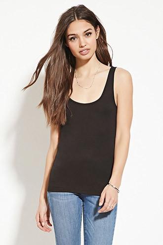 Forever21 Women's  Black Stretch Knit Tank