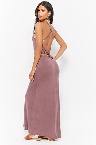 Forever21 Slub Knit Oil Wash Cami Cutout Maxi Dress