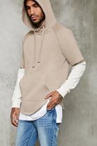 21 Men Men's  Raw-cut Layered-sleeve Hoodie
