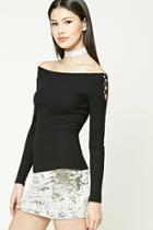Forever21 Off-the-shoulder Geo Cutout Top