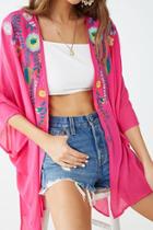 Forever21 Embroidered Floral Open-front Jacket