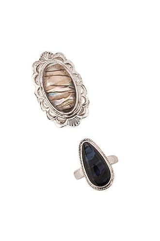 Forever21 Antique Silver Faux Stone Statement Ring Set