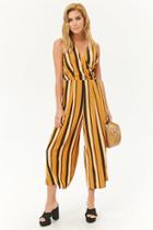 Forever21 Striped Surplice O-ring Palazzo Jumpsuit
