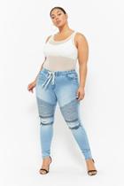Forever21 Plus Size Distressed Drawstring Moto Jeans