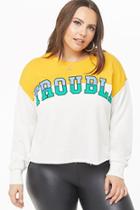Forever21 Plus Size Colorblock Trouble Graphic Sweatshirt